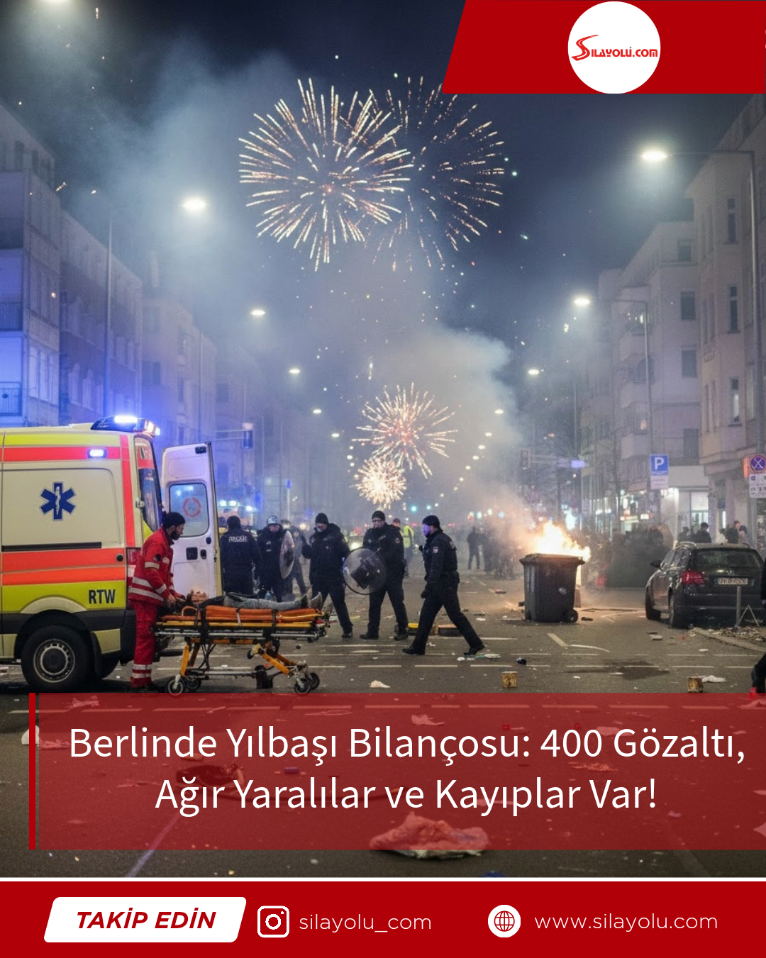 Berlin’de Yılbaşı Bilançosu: 400 Gözaltı, Ağır Yaralılar ve Kayıplar Var!