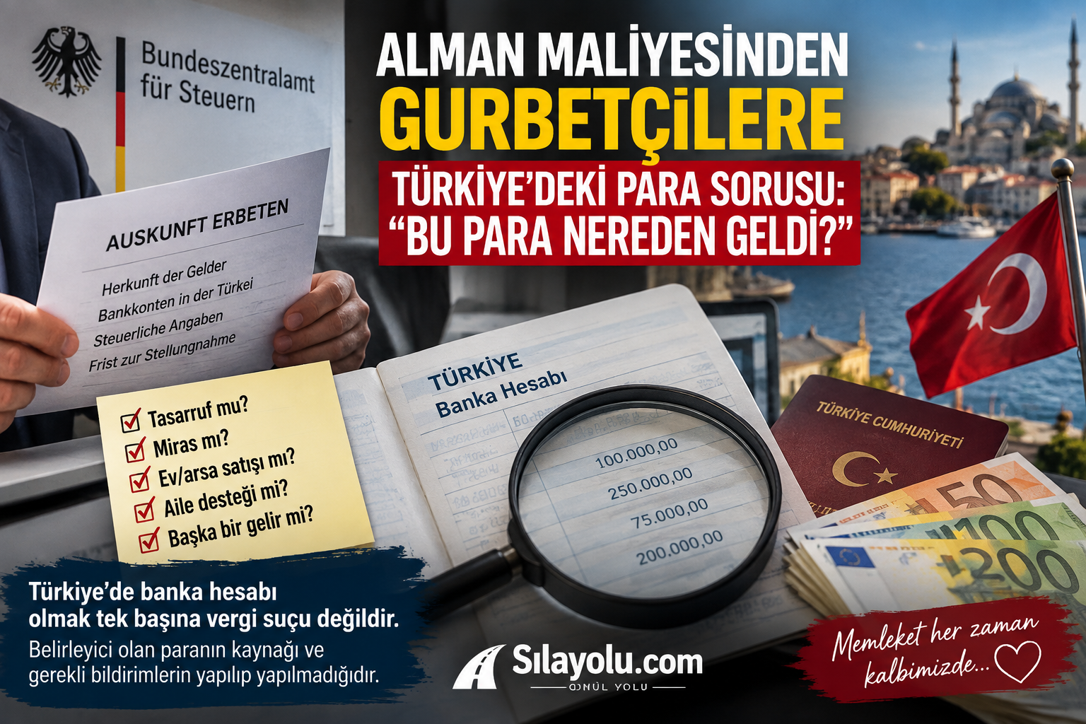 ALMAN MALİYESİNDEN GURBETÇİLERE’ TÜRKİYE’DE PARASI OLANA SORUYOR: “BU PARA NEREDEN GELDİ?”