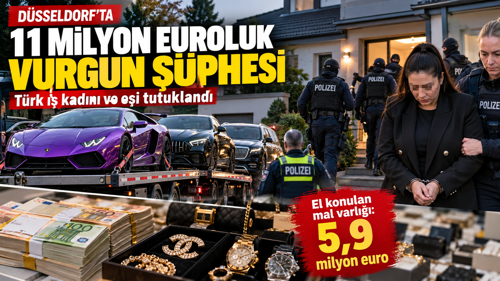 Düsseldorf’ta 11 Milyon Euroluk Vurgun Şüphesi: Türk İş Kadını ve Eşi Tutuklandı