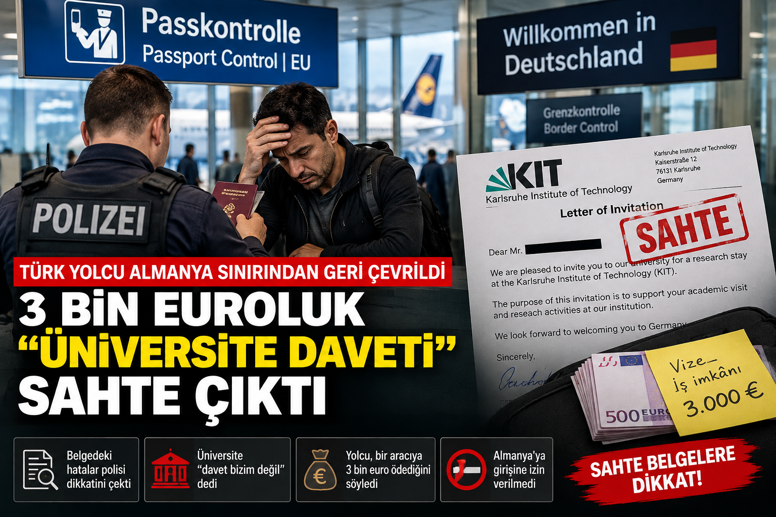 Türk yolcu Almanya sınırından geri çevrildi: 3 bin euroluk “üniversite daveti” sahte çıktı